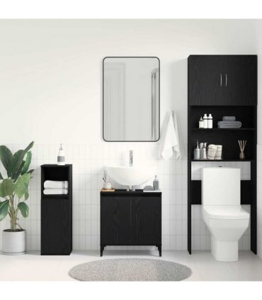 vidaXL Bathroom Sink Cabinet Black Oak 58 x 33 x 60 cm Engineered Wood — V0672037762