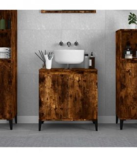 vidaXL Sink Cabinet Smoked Oak 58x33x60 cm Engineered Wood — V0672037765