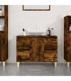 vidaXL Sink Cabinet Smoked Oak 80x33x60 cm Engineered Wood