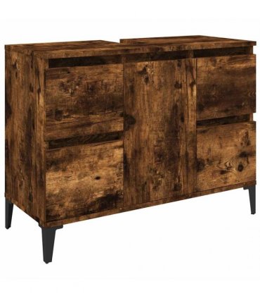 vidaXL Sink Cabinet Smoked Oak 80x33x60 cm Engineered Wood — V0672037779