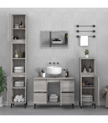 vidaXL Sink Cabinet Grey Sonoma 80x33x60 cm Engineered Wood — V0672037781