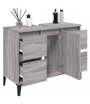 vidaXL Sink Cabinet Grey Sonoma 80x33x60 cm Engineered Wood — V0672037781