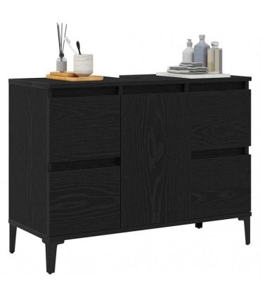 vidaXL Bathroom Sink Cabinet Black Oak 80 x 33 x 60 cm Engineered Wood — V0672037786