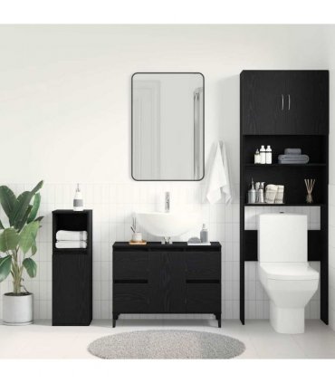 vidaXL Bathroom Sink Cabinet Black Oak 80 x 33 x 60 cm Engineered Wood — V0672037786