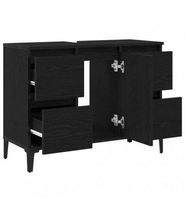 vidaXL Bathroom Sink Cabinet Black Oak 80 x 33 x 60 cm Engineered Wood — V0672037786