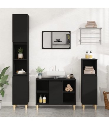 vidaXL Sink Cabinet Black 80x33x60 cm Engineered Wood