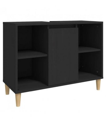 vidaXL Sink Cabinet Black 80x33x60 cm Engineered Wood