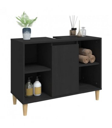 vidaXL Sink Cabinet Black 80x33x60 cm Engineered Wood