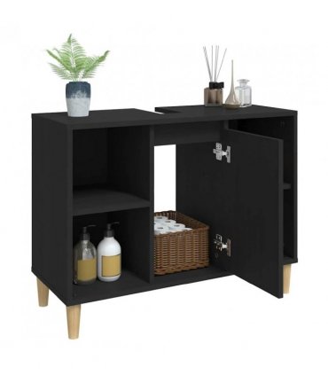 vidaXL Sink Cabinet Black 80x33x60 cm Engineered Wood