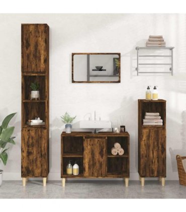vidaXL Sink Cabinet Smoked Oak 80x33x60 cm Engineered Wood — V0672037788