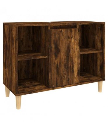 vidaXL Sink Cabinet Smoked Oak 80x33x60 cm Engineered Wood — V0672037788