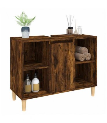 vidaXL Sink Cabinet Smoked Oak 80x33x60 cm Engineered Wood — V0672037788