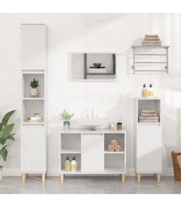 vidaXL Sink Cabinet High Gloss White 80x33x60 cm Engineered Wood