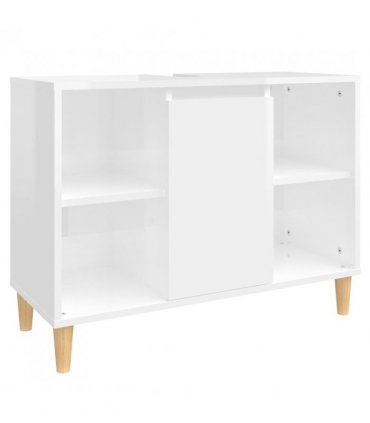 vidaXL Sink Cabinet High Gloss White 80x33x60 cm Engineered Wood