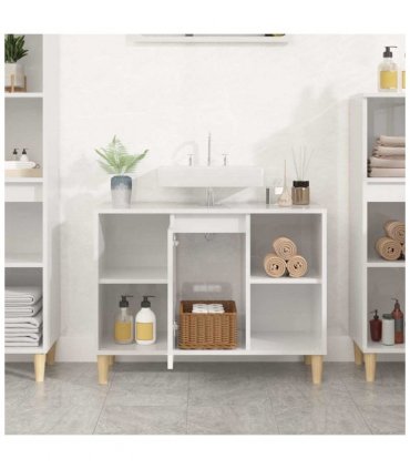 vidaXL Sink Cabinet High Gloss White 80x33x60 cm Engineered Wood