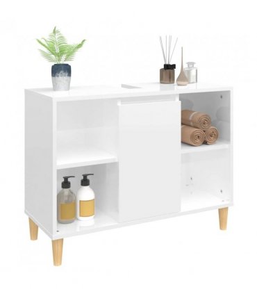 vidaXL Sink Cabinet High Gloss White 80x33x60 cm Engineered Wood