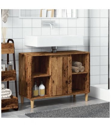 vidaXL Bathroom Cabinet Old Wood 80x33x60 cm Engineered Wood