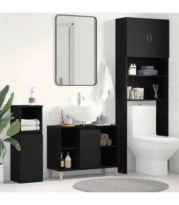 vidaXL Sink Cabinet Black Oak 80x33x60 cm Engineered Wood