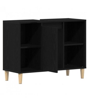 vidaXL Sink Cabinet Black Oak 80x33x60 cm Engineered Wood
