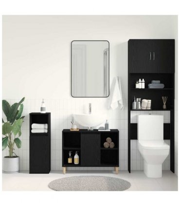 vidaXL Sink Cabinet Black Oak 80x33x60 cm Engineered Wood
