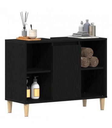 vidaXL Sink Cabinet Black Oak 80x33x60 cm Engineered Wood