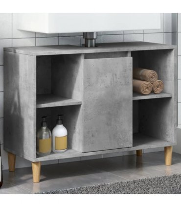 vidaXL Bathroom Cabinet Concrete Grey 80x33x60 cm Engineered Wood — V0672037796