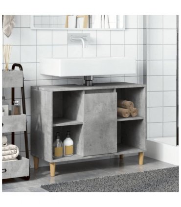 vidaXL Bathroom Cabinet Concrete Grey 80x33x60 cm Engineered Wood — V0672037796