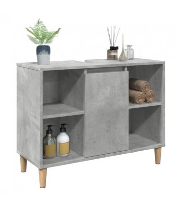 vidaXL Bathroom Cabinet Concrete Grey 80x33x60 cm Engineered Wood — V0672037796