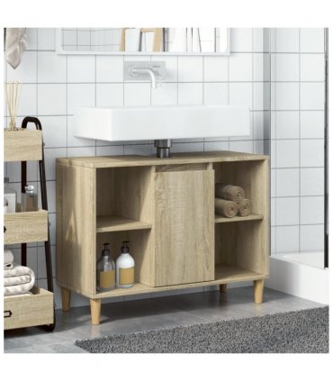 vidaXL Bathroom Cabinet Sonoma Oak 80x33x60 cm Engineered Wood — V0672037797