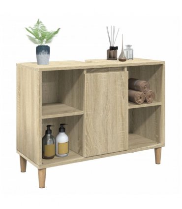 vidaXL Bathroom Cabinet Sonoma Oak 80x33x60 cm Engineered Wood — V0672037797