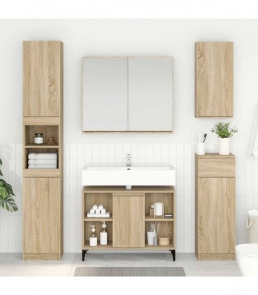 vidaXL Sink cabinet with Shelf with Storage Sonoma Oak 80 x 33 x 60 cm