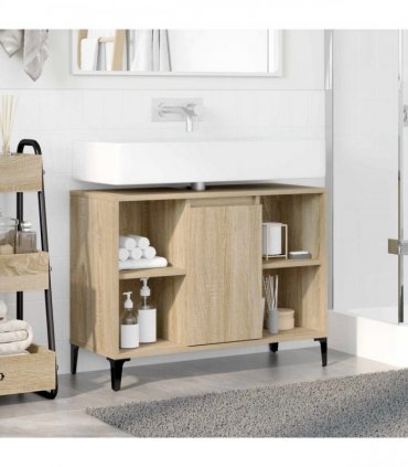 vidaXL Sink cabinet with Shelf with Storage Sonoma Oak 80 x 33 x 60 cm