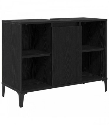 vidaXL Sink cabinet Black Oak 80 x 33 x 60 cm Engineered Wood and Iron