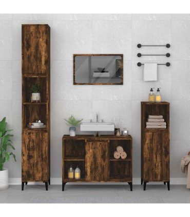 vidaXL Sink Cabinet Smoked Oak 80x33x60 cm Engineered Wood — V0672037809