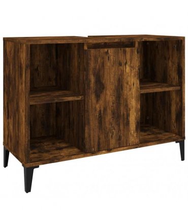 vidaXL Sink Cabinet Smoked Oak 80x33x60 cm Engineered Wood — V0672037809
