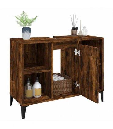 vidaXL Sink Cabinet Smoked Oak 80x33x60 cm Engineered Wood — V0672037809