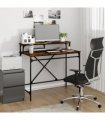 vidaXL Desk Smoked Oak 100x50x90 cm Engineered Wood and Iron — Size: 100 x 50 x 90 cm