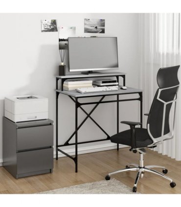 vidaXL Desk Grey Sonoma 80x50x90 cm Engineered Wood and Iron — Size: 80 x 50 x 90 cm