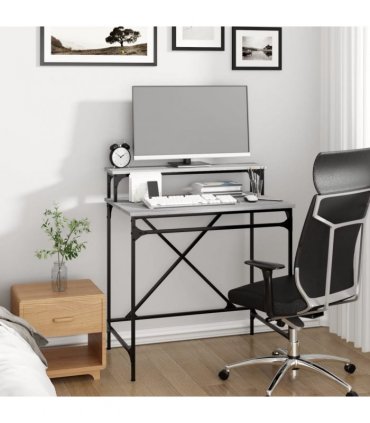 vidaXL Desk Grey Sonoma 80x50x90 cm Engineered Wood and Iron — Size: 80 x 50 x 90 cm