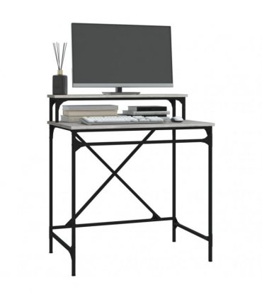 vidaXL Desk Grey Sonoma 80x50x90 cm Engineered Wood and Iron — Size: 80 x 50 x 90 cm