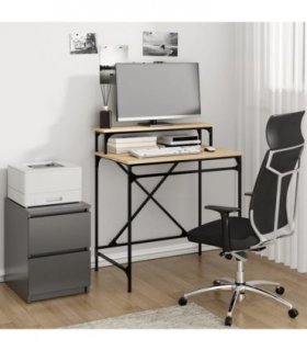 vidaXL Desk Sonoma Oak 80x50x90 cm Engineered Wood and Iron — Size: 80 x 50 x 90 cm