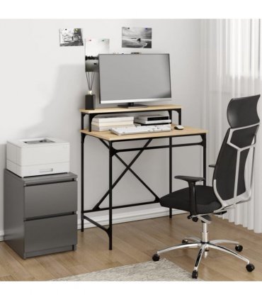 vidaXL Desk Sonoma Oak 80x50x90 cm Engineered Wood and Iron — Size: 80 x 50 x 90 cm