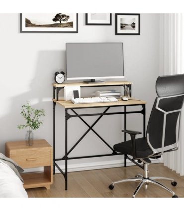 vidaXL Desk Sonoma Oak 80x50x90 cm Engineered Wood and Iron — Size: 80 x 50 x 90 cm