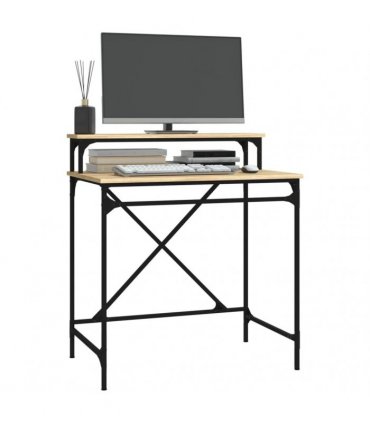 vidaXL Desk Sonoma Oak 80x50x90 cm Engineered Wood and Iron — Size: 80 x 50 x 90 cm