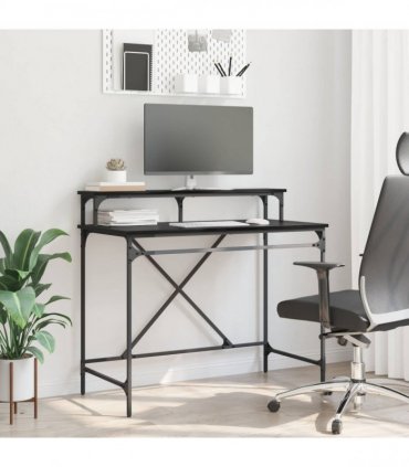 vidaXL Desk Black Oak 100 x 50 x 90 cm Engineered Wood