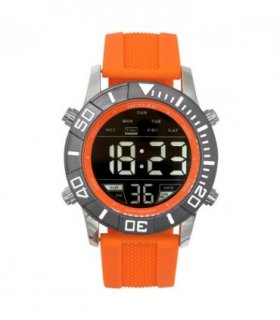 Henley Mens Digital Black Dial Rubber Strap Watch Orange HDG037.8