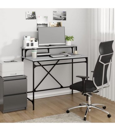 vidaXL Desk Grey Sonoma 100x50x90 cm Engineered Wood and Iron — Size: 100 x 50 x 90 cm
