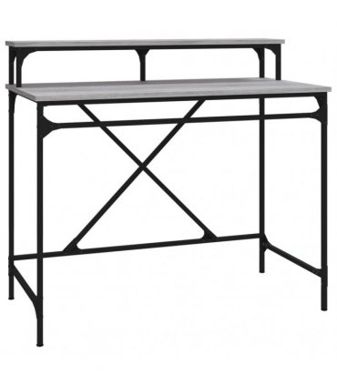 vidaXL Desk Grey Sonoma 100x50x90 cm Engineered Wood and Iron — Size: 100 x 50 x 90 cm