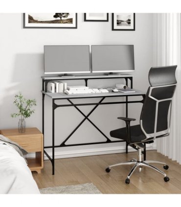 vidaXL Desk Grey Sonoma 100x50x90 cm Engineered Wood and Iron — Size: 100 x 50 x 90 cm