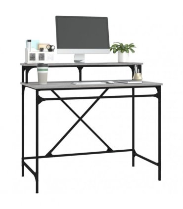 vidaXL Desk Grey Sonoma 100x50x90 cm Engineered Wood and Iron — Size: 100 x 50 x 90 cm